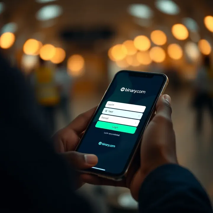 User accessing Binary.com login page on a mobile device in Kenya