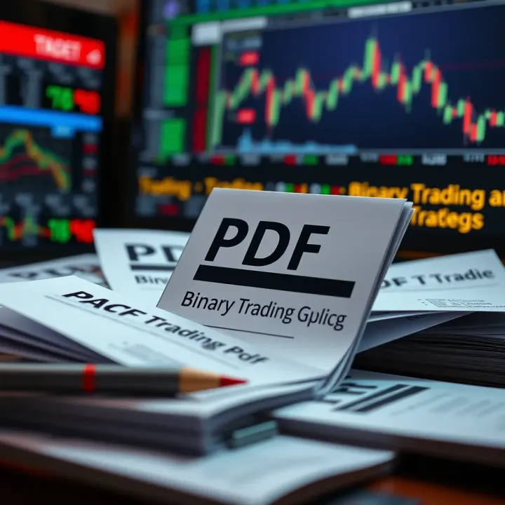 Collection of PDF documents and digital resources related to binary trading strategies and educational content