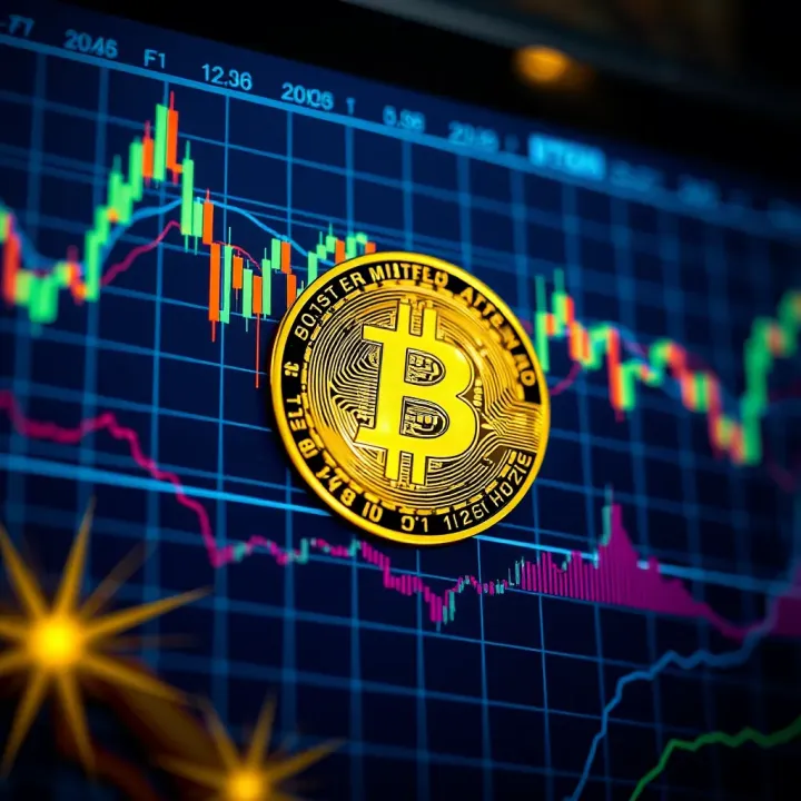 Graph displaying Bitcoin price fluctuations over recent hours with trend lines