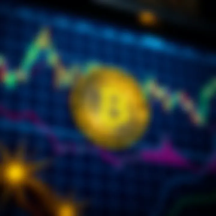Graph displaying Bitcoin price fluctuations over recent hours with trend lines