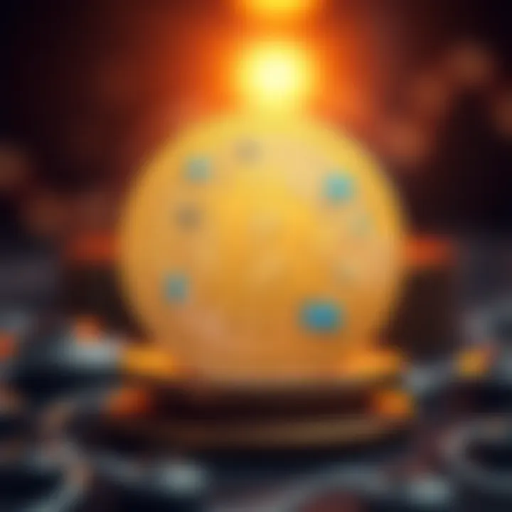 Illustration of Bitcoin symbol with icons representing technology development and regulatory impact