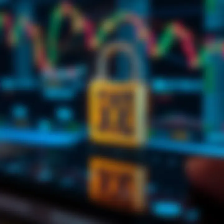 Secure digital lock symbolizing protection for forex investments on a mobile device