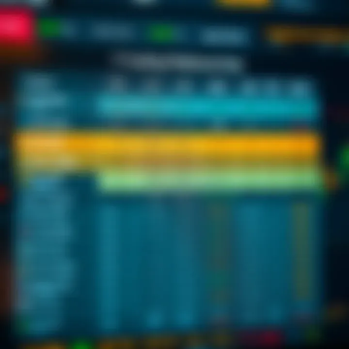 Comparison table displaying features, security levels, fees, and support options for trading platforms