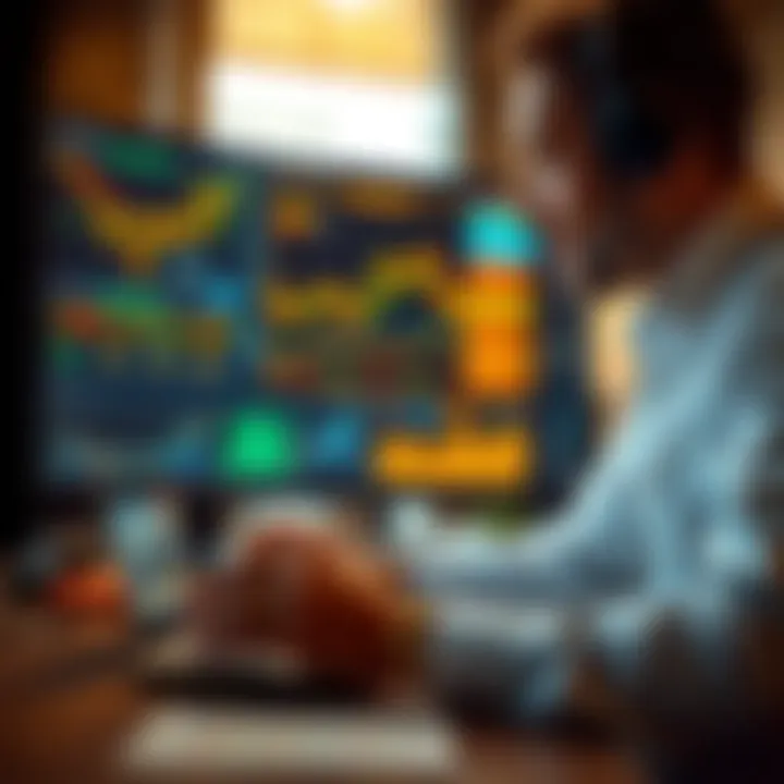 Analyst reviewing financial charts and gold forecasts for investment strategies