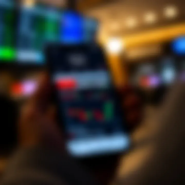 Deriv app interface showing trading options and market charts on a smartphone