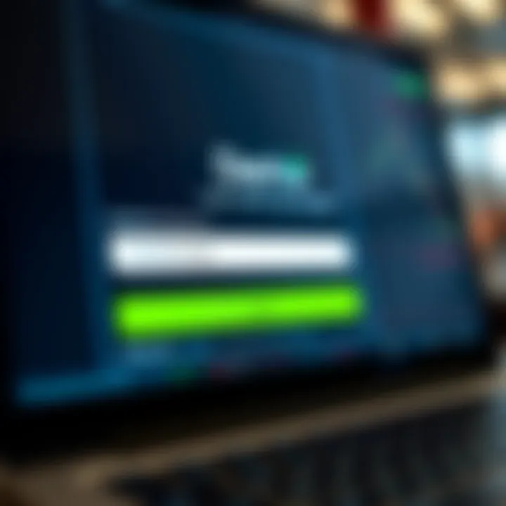 Login screen showing username and password fields on a trading platform