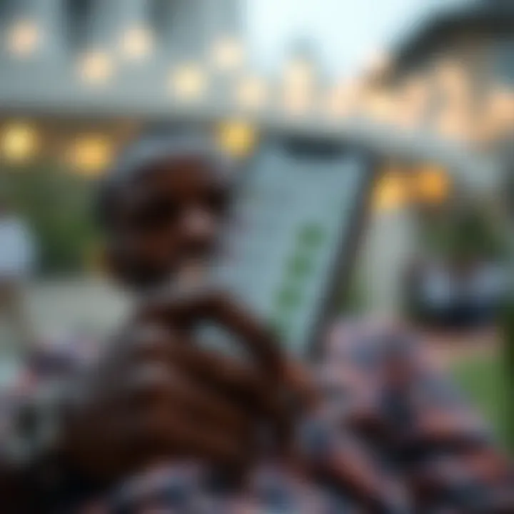 User reviewing Surveylama mobile app with Kenyan currency symbols indicating earnings from surveys