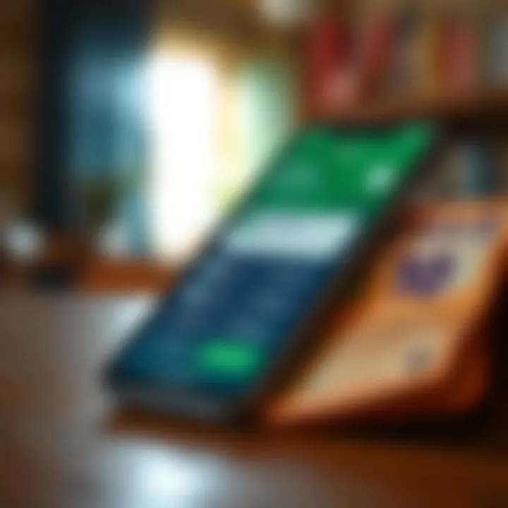 Mobile phone displaying a mobile money app interface with Kenyan shilling notes beside it