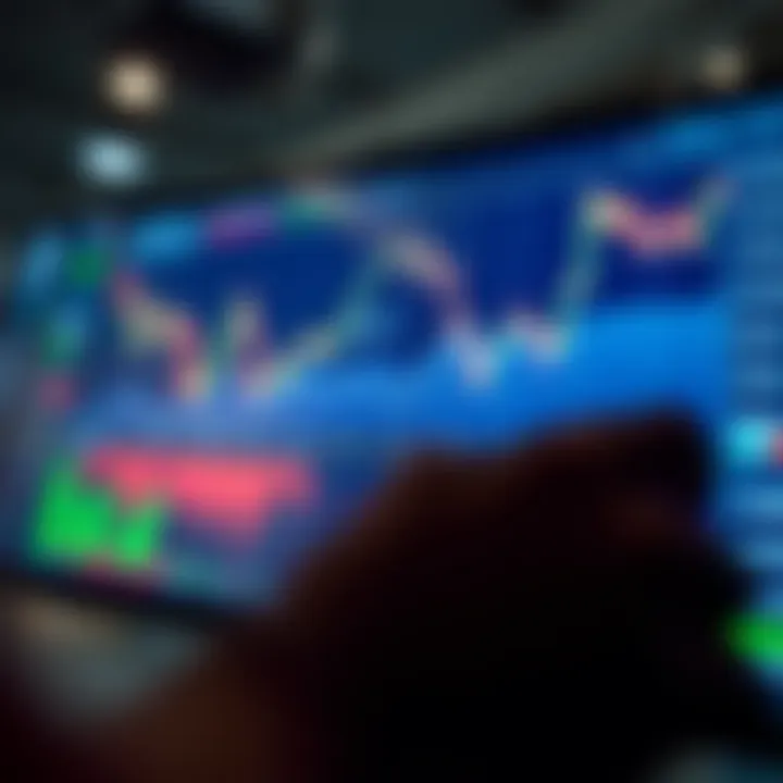 Graph displaying fluctuating market trends on a digital screen