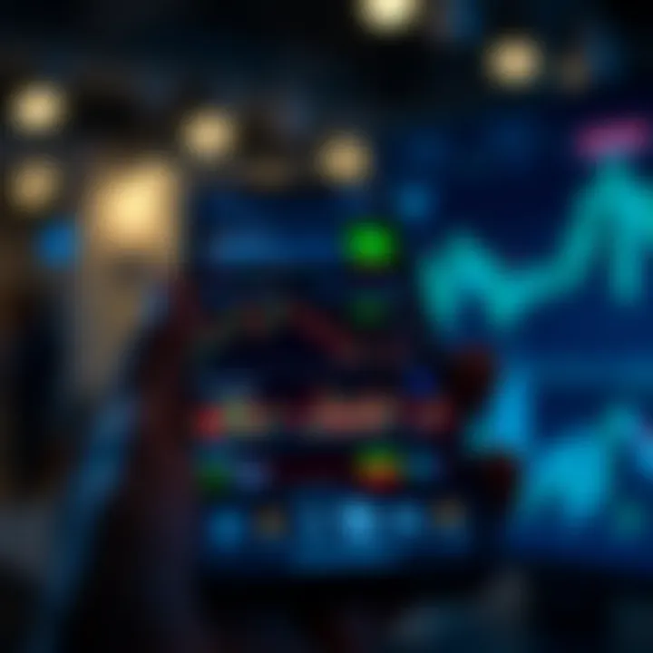 Mobile device displaying TradingView Deriv APK with interactive financial charts and market indicators
