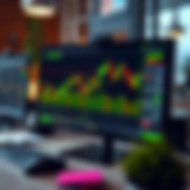 Digital graph displaying binary trading options on a computer screen