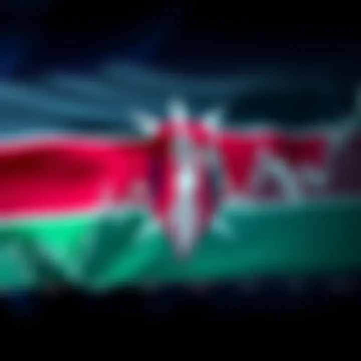 Graph displaying financial market trends with Kenyan flag in the background