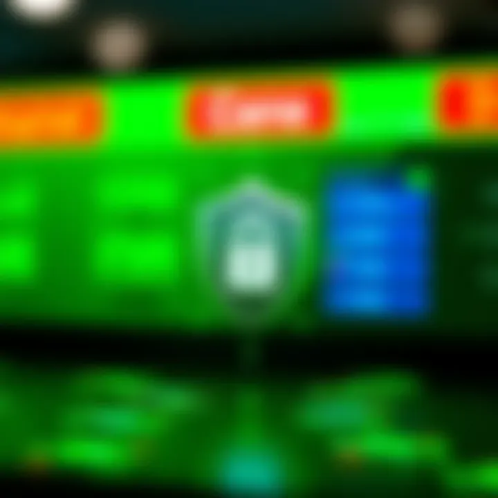 Illustration of secure digital transaction with shield and currency symbols