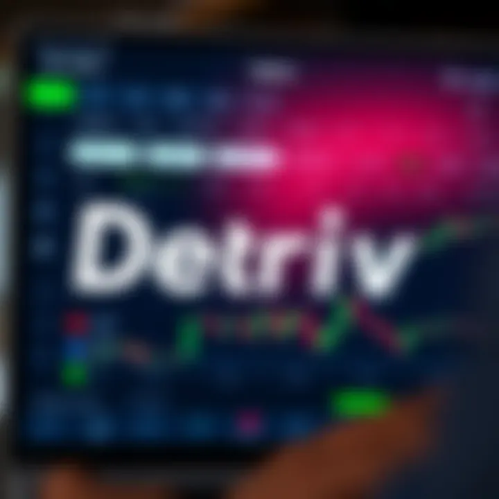 Screenshot of Deriv app interface showing trading options and chart analytics
