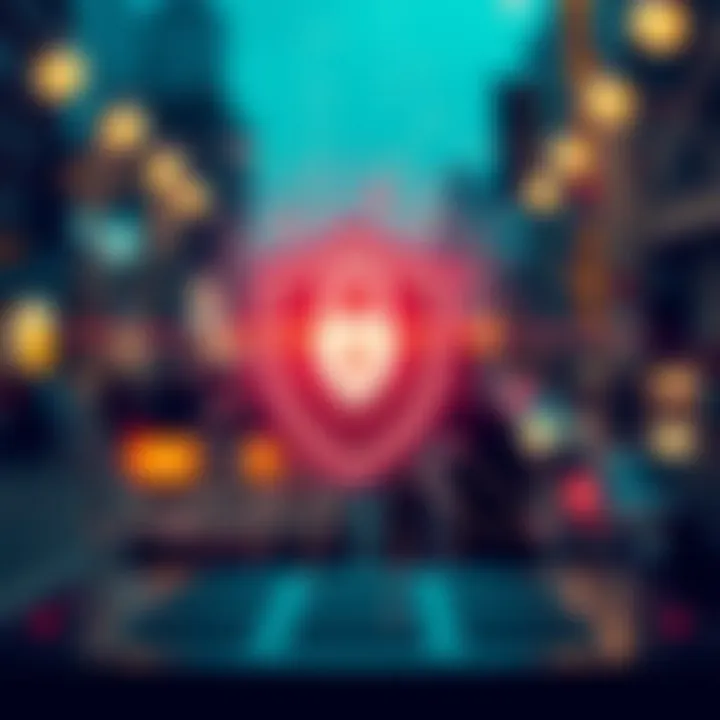 Illustration of a digital shield protecting personal data during online account access