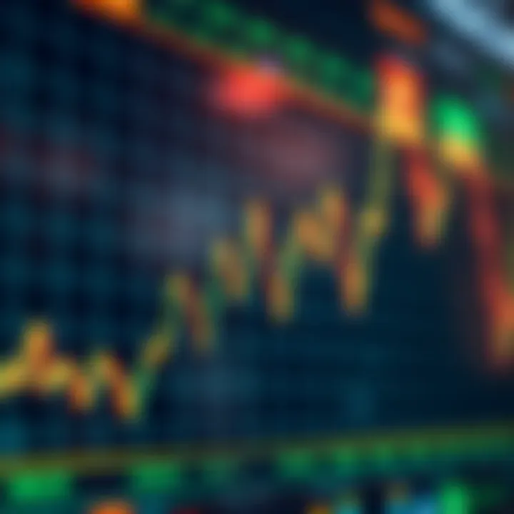 Graph showing currency exchange rates with upward and downward trends