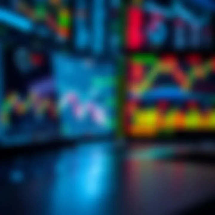 Digital interface displaying various financial charts and trading data