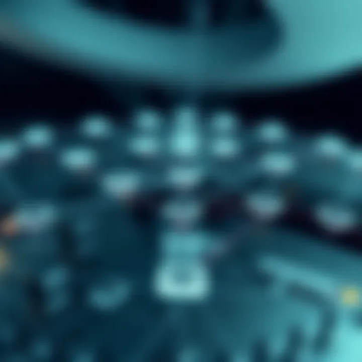 Network diagram showing interconnected devices representing peer-to-peer communication