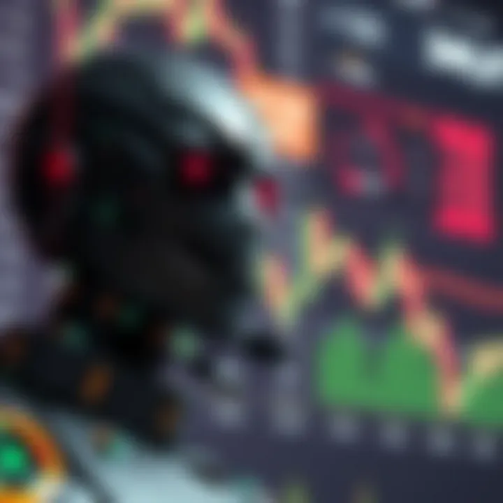 Conceptual representation of algorithmic trading with digital graphs and financial symbols