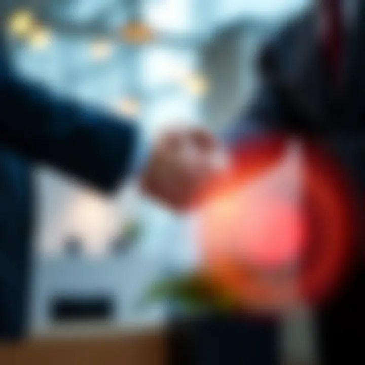Two business partners shaking hands symbolizing trust in trading partnerships