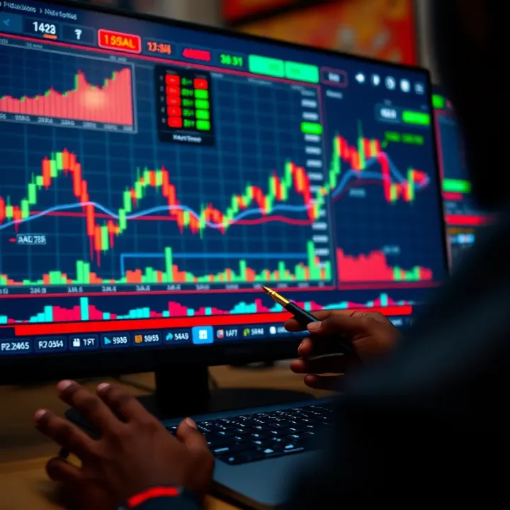 Illustration of forex trading strategies and risk management tools on a digital trading platform