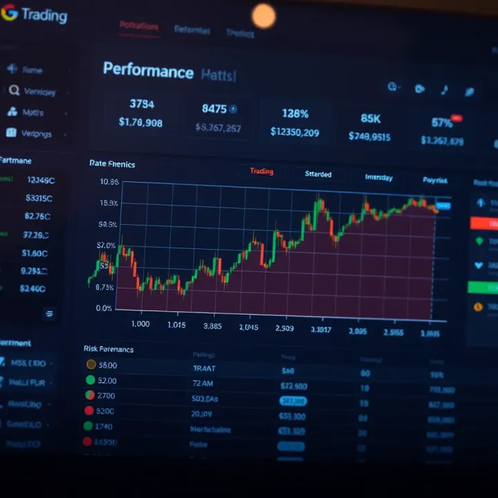 Graph displaying bot performance metrics including trade success rates and risk management settings