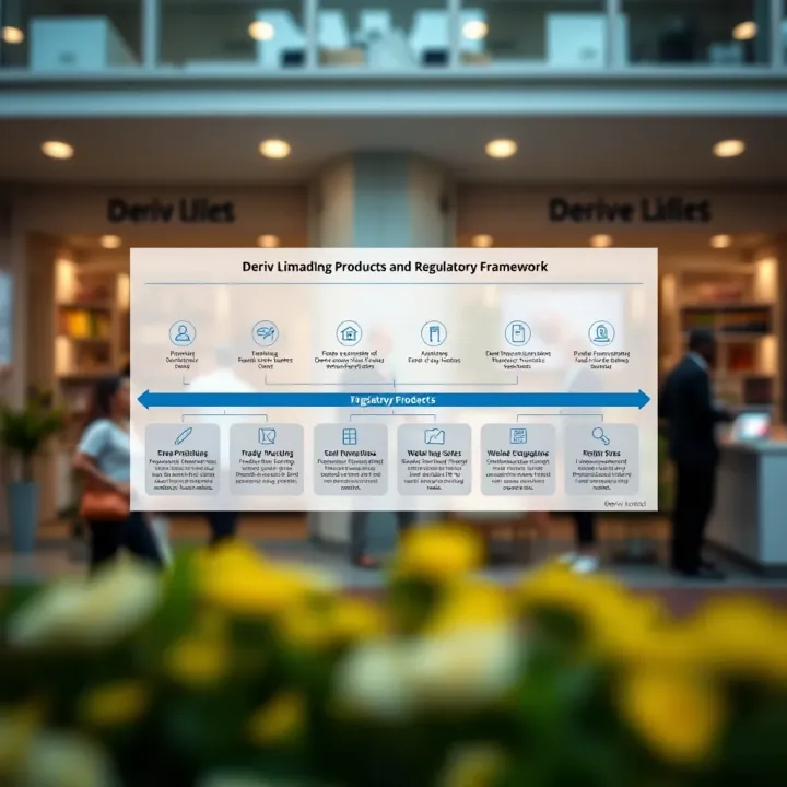 Diagram displaying the range of trading products and regulatory compliance offered by Deriv Limited