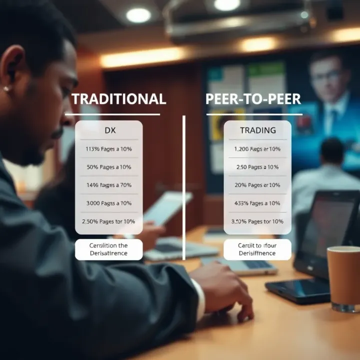 Comparison of Traditional and Peer-to-Peer Derivative Trading Visual representation contrasting traditional derivative trading with peer-to-peer trading highlighting key differences