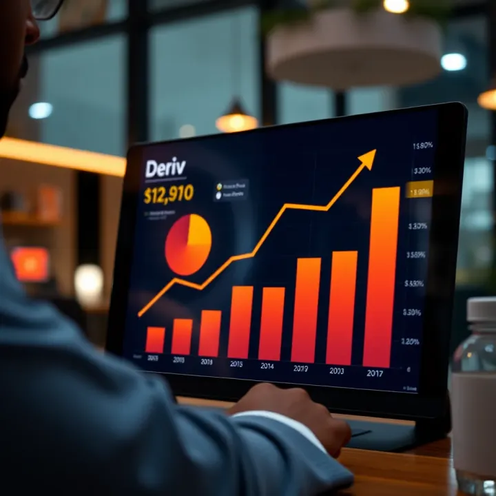 Graph showing growth in affiliate earnings through strategic marketing and tracking with Deriv
