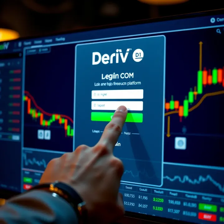 User entering login credentials on Deriv trading platform interface