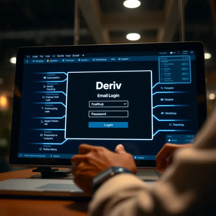 Login screen showing email input field and password entry on Deriv platform