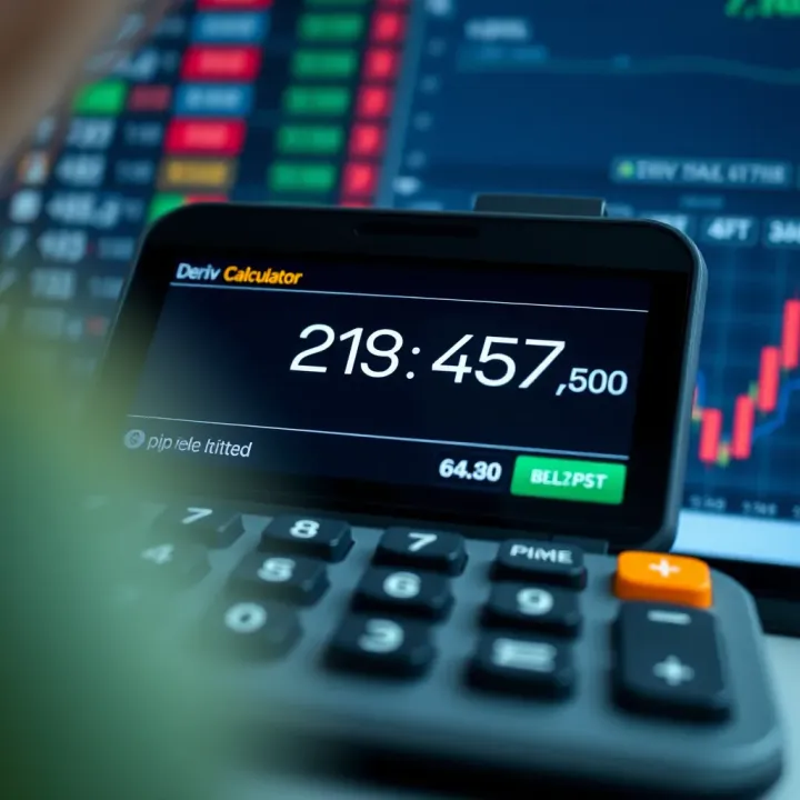 Deriv pip calculator interface displaying pip value calculation for forex trades