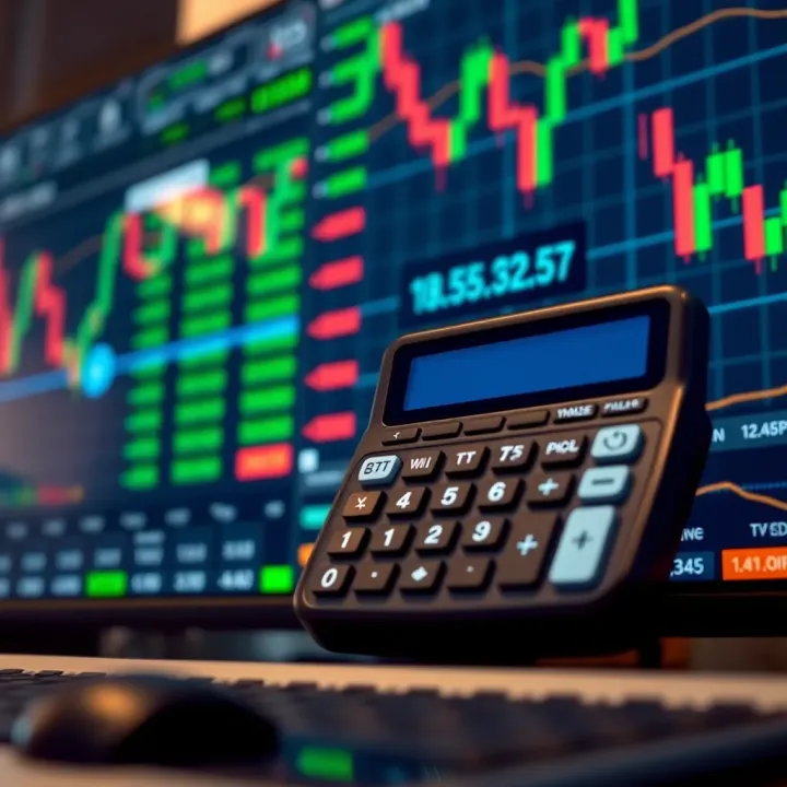 Digital forex pip value calculator interface on trading platform screen