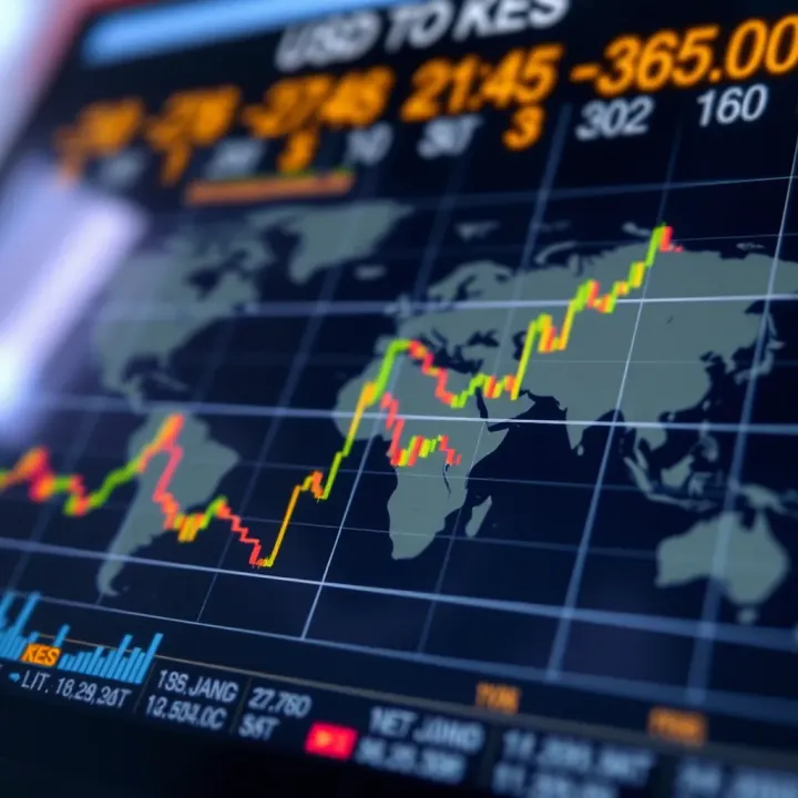 Visual representation of economic indicators and global factors impacting the USD to KES currency pair