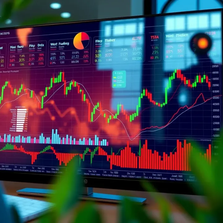 Graphical representation of derivative trading strategy concepts with charts and data analytics