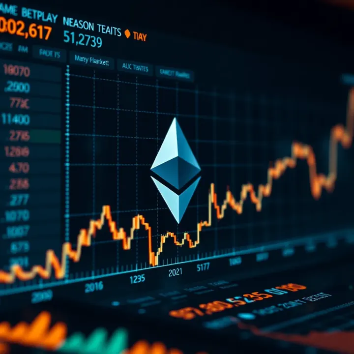 Graph depicting Ethereum's price trends and market fluctuations over recent years