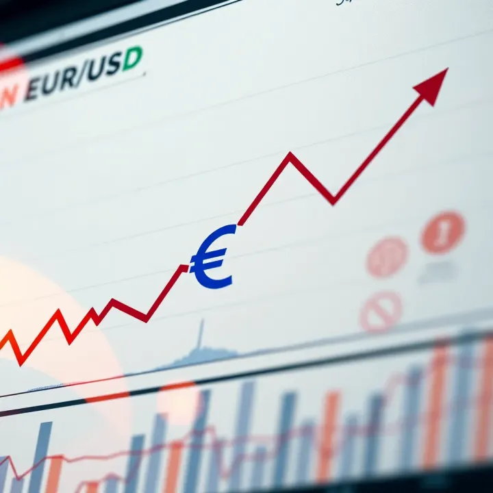 Graph depicting upward and downward trends of EUR/USD exchange rate influenced by economic data and central bank announcements