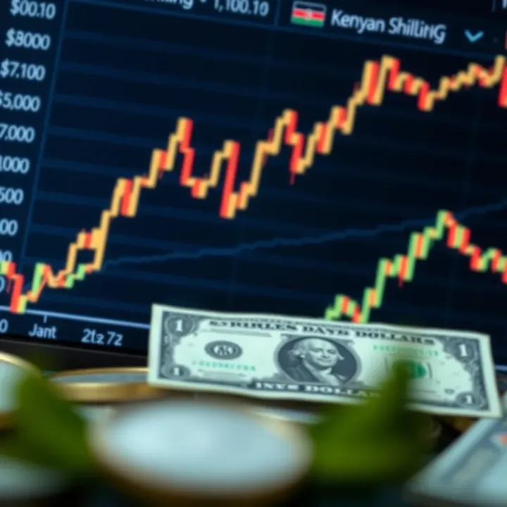 Currency exchange rate chart showing US dollar to Kenyan shilling fluctuations