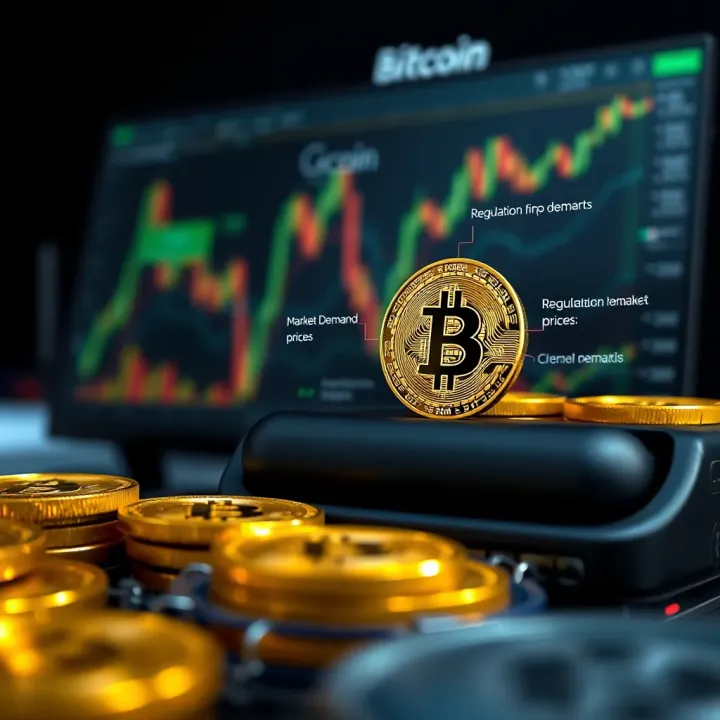 Key Drivers Impacting Bitcoin Price in USD Illustration of factors influencing Bitcoin price including regulations, market demand, and technology