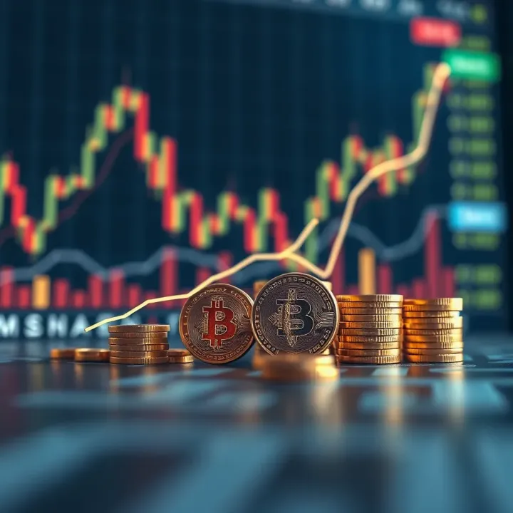 Conceptual illustration of a financial growth chart with currency symbols representing forex trading success