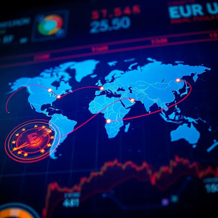 Illustration of global map highlighting key geopolitical events impacting the Euro and US Dollar currency pair