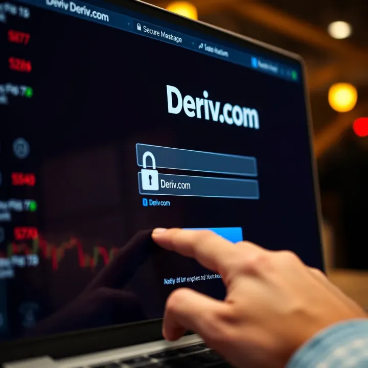 User entering credentials on Deriv.com login page with secure connection indication