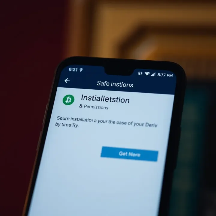 Secure installation alert and permissions screen during Deriv app setup on Android