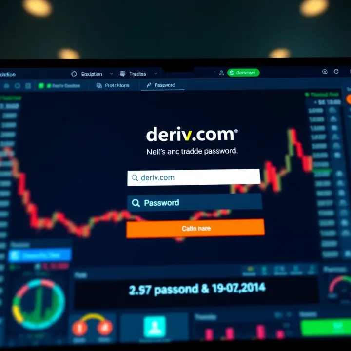 User interface of Deriv.com login screen showing input fields for username and password