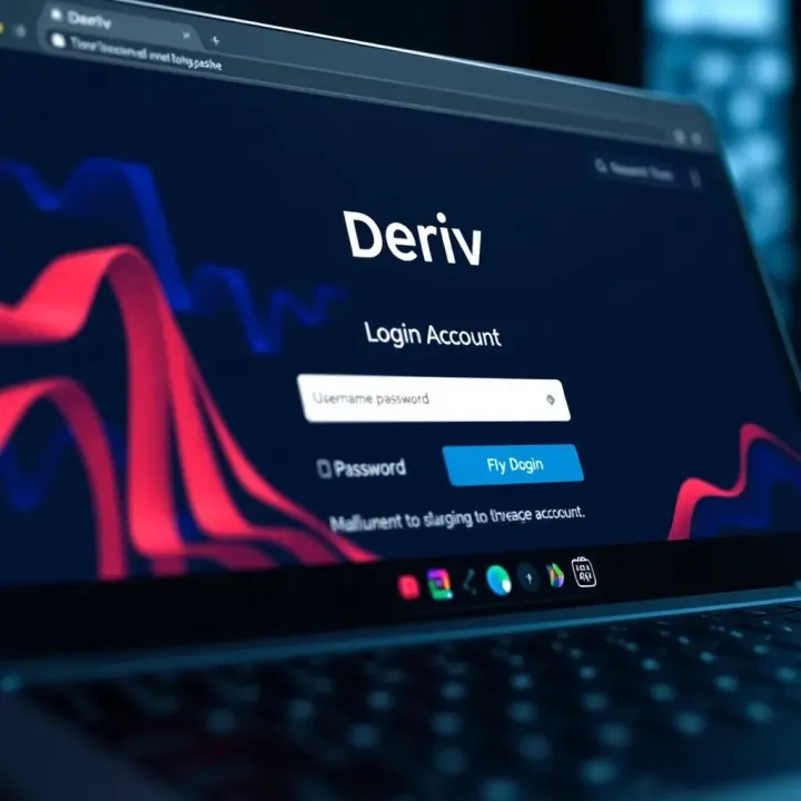 Screenshot of Deriv login page showing username and password fields
