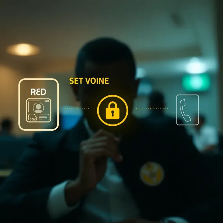 Illustration of secure account verification with ID and phone validation symbols