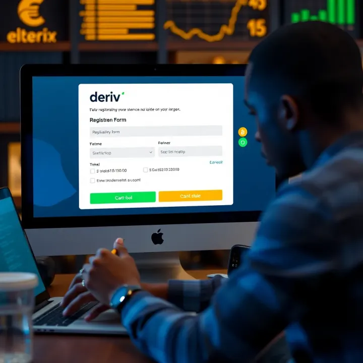 User filling out registration form on Deriv.com website