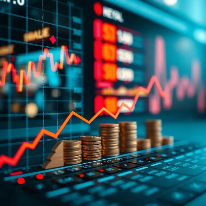 Graph showing upward trend with currency symbols representing growth in trading for Kenyan investors