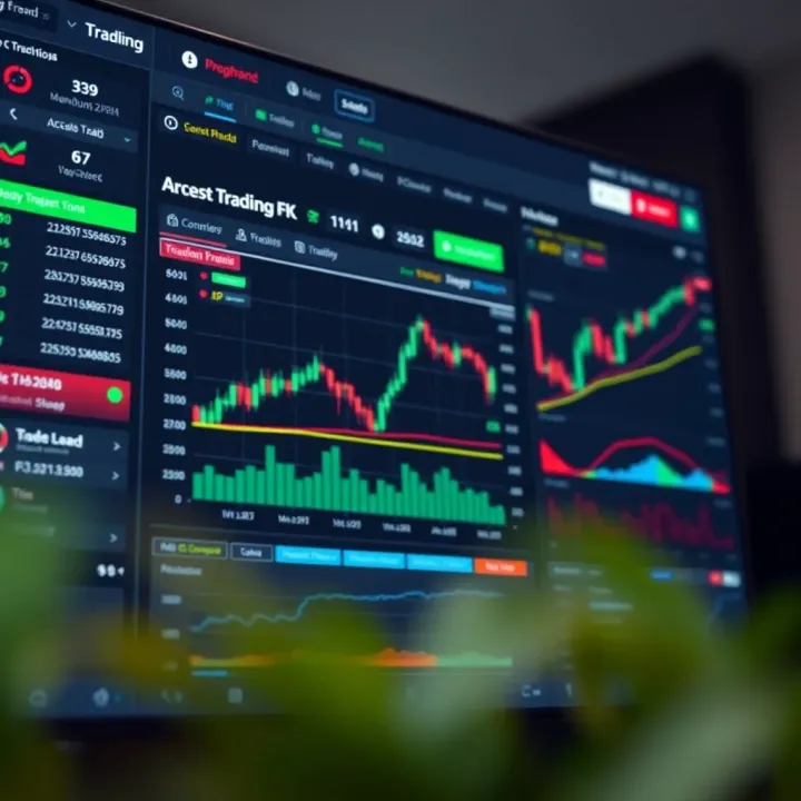 Trading Platform Interface with Market Data and Risk Controls Dashboard of a trading platform displaying charts, market data, and risk management tools