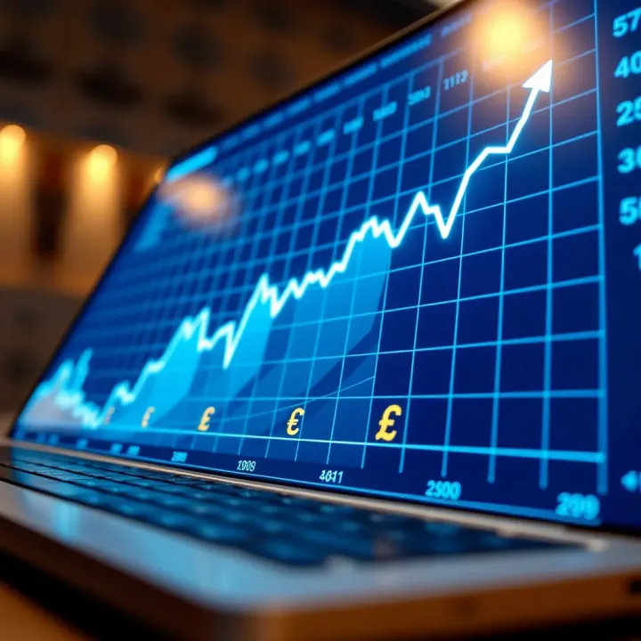 Graph showing increasing online trading activity with Kenyan currency symbols